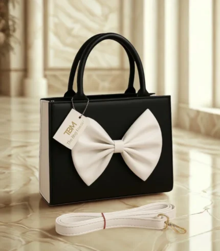 Bow Style Handbag Black Color