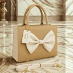 Bow Style Handbag Light Yellow Color