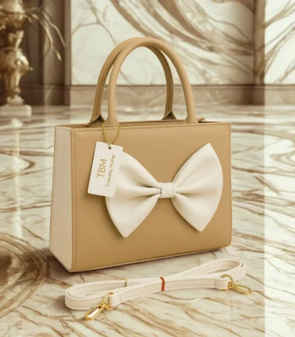 Bow Style Handbag Light Yellow Color