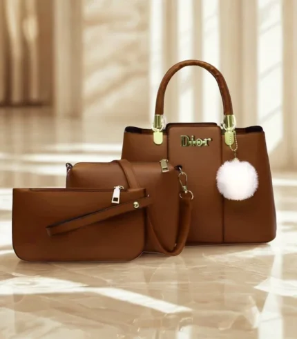 Christian Dior High Quality 3Pcs Shoulder Bag Brown Color