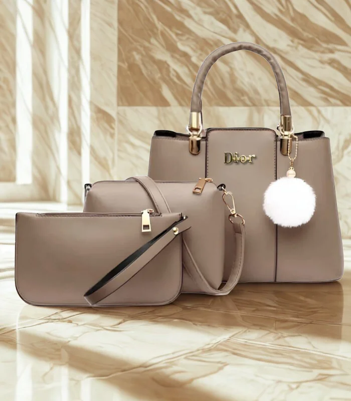Christian Dior High Quality 3Pcs Shoulder Bag 4 Christian Dior High Quality 3Pcs Shoulder Bag Grey Color - Image 1