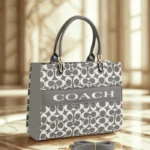 Coach Medium Hand Bag Grey White