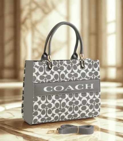 Coach Medium Hand Bag Grey White