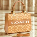 Coach Medium Hand Bag Orange White