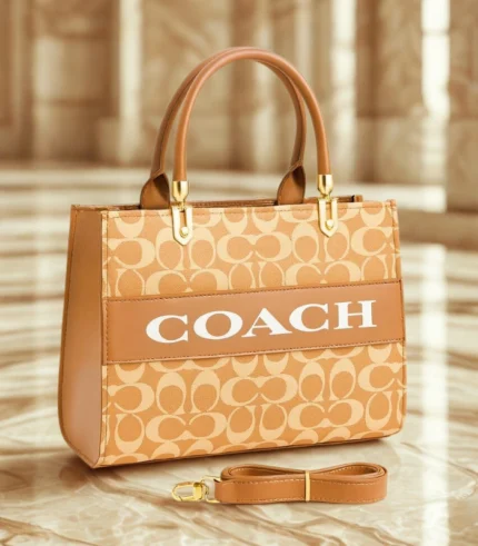 Coach Medium Hand Bag Orange White