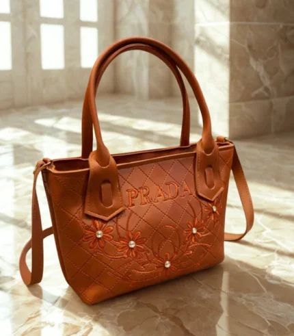 High Quality Big Size Prada Tote Bag Orange Color