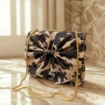 Front Big Bow Bag Chocolate and Black Color