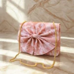 Front Big Bow Bag Pink and White Color