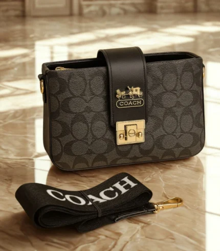 High Quality Coach Cross Body With Long Belt Black Color