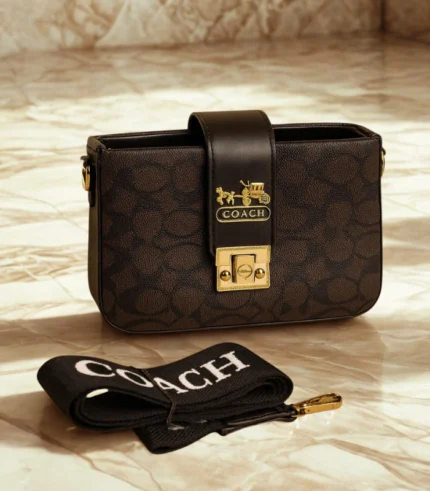 High Quality Coach Cross Body With Long Belt Dark Brown