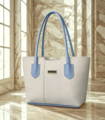 Premium Quality Tote Bag White Light Blue Color