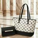 Louis Vuitton Bag With Clutch Wallet White and Black