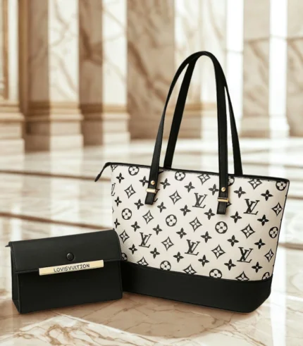 Louis Vuitton Bag With Clutch Wallet White and Black