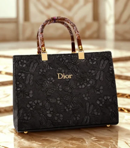 Luxury Embossed Dior Handbag Black Color
