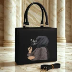 Trending Hijab Girl Tote Bag With Long Belt Black Color