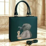 Trending Hijab Girl Tote Bag With Long Belt Green Color