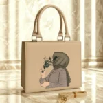 Trending Hijab Girl Tote Bag With Long Belt Light Color
