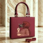 Trending Hijab Girl Tote Bag With Long Belt Red Color