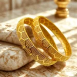 flower design gold plated kids bangles