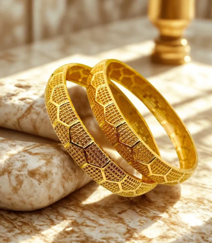 flower design gold plated kids bangles