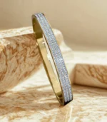 3-Line Zircon Stainless Steel Handcuff Bangle for Women – Openable Fashion Bracelet - Image 2