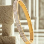 3-Line Zircon Stainless Steel Handcuff Bangle for Women – Openable Fashion Bracelet
