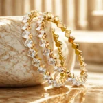 2-Piece Gold Plated Zircon Work Bangle for Women – Elegant Fashion Jewelry