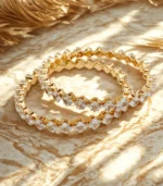 2-Piece Gold Plated Zircon Work Bangle for Women – Elegant Fashion Jewelry - Image 2