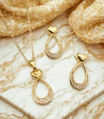 Gold Plated Micro Zircon Locket Set for Women – Necklace & Earrings Combo (Multiple Designs)