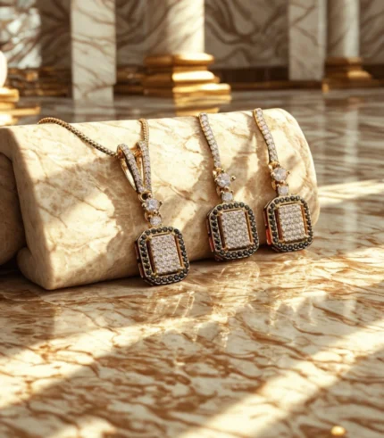 Micro Zircon Locket Set for Women – Stylish Necklace & Earrings Combo