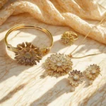 Flower Design Gold Plated Micro Zircon Combo Set