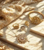 Flower Design Gold Plated Micro Zircon Combo Set - Image 2