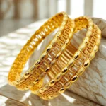 Gold Plated Kids Bangles Set – Fancy Delicate Design Bracelet for Girls (2 Pieces)