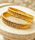 Gold Plated Kids Bangles Set – Fancy Delicate Design Bracelet for Girls (2 Pieces) - Image 2