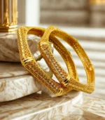 Gold Plated Kids Bangles Set – Elegant Square Design Bracelet for Girls (2 Pieces) - Image 2