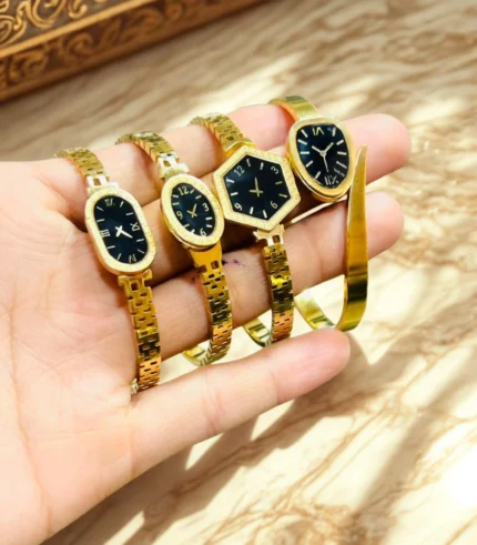 Stainless Steel Watch-Style Handcuff Bracelet for Women – Openable & Adjustable (4 Designs)