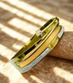 Full Zircon Nail Bracelet for Women – Stainless Steel Luxury Handcuff Bangle (Gold & Silver) - Image 2