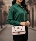 Chanel Style Quilted Shoulder Bag – Iconic CC Logo with Black Chain Strap (8 Colors)