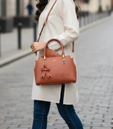 Ted Baker 3 Compartment Bag – Stylish Crossbody with Long Strap & Keychain